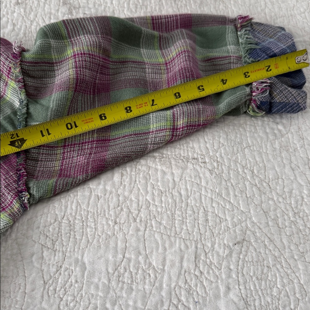 Intimately by Free People Plaid Button Down Shirt - Green and Purple - Picture 10 of 10